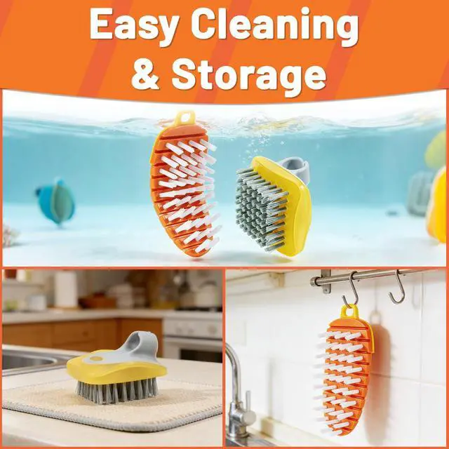 Alt view image 6 of 7 - 2 Pack Vegetable Brush Potato Scrubber for Food, Flexible Carrot Shape Veggie Brush and Finger Ring Fruit Cleaning Brush, Kitchen Produce Scrubber for Potatoes Carrots Corn