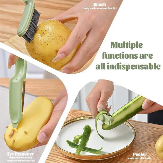 Alt view image 4 of 7 - Vegetable Brush Scrubber for Food,2-in-1 Veggie Wash Brush with Peeler and Detachable Design