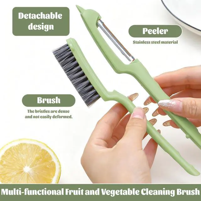 Alt view image 3 of 7 - Vegetable Brush Scrubber for Food,2-in-1 Veggie Wash Brush with Peeler and Detachable Design