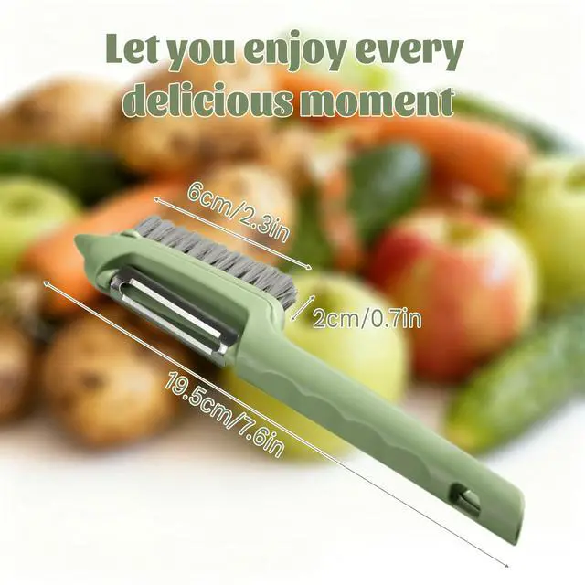 Alt view image 2 of 7 - Vegetable Brush Scrubber for Food,2-in-1 Veggie Wash Brush with Peeler and Detachable Design