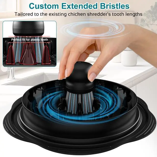 Alt view image 3 of 6 - Mini Dish Brush for Cleaning Chicken Shredder, Palm Brush Dish Scrubber with Ergonomic Grip, Kitchen Brush for Washing Dishes, Pans, Pots, Sink (1, Black)