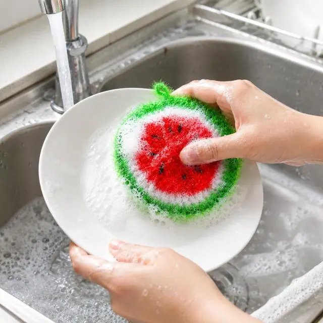 Alt view image 7 of 7 - 16 Pieces Fruit Dish Scrubber, Non Scratch Dish Washing Sponge, Double Layer Reusable Kitchen Scrubber Cleaning Sponge for Dishwashing, Cleaning Dishes, Cookware Tubs Sinks
