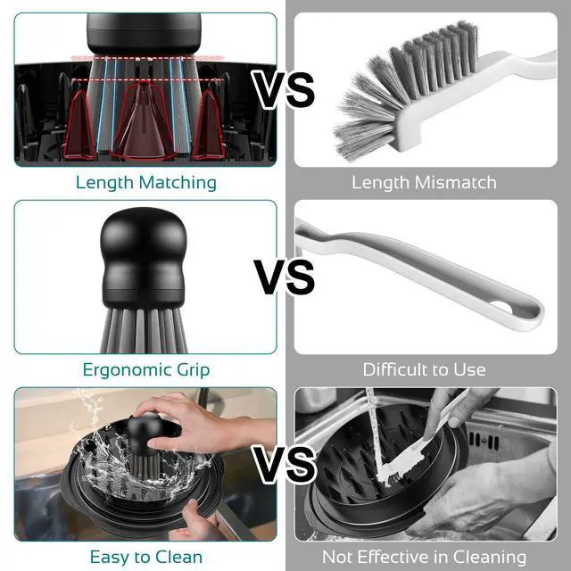 Alt view image 6 of 6 - Mini Dish Brush for Cleaning Chicken Shredder, Palm Brush Dish Scrubber with Ergonomic Grip, Kitchen Brush for Washing Dishes, Pans, Pots, Sink (1, Black)