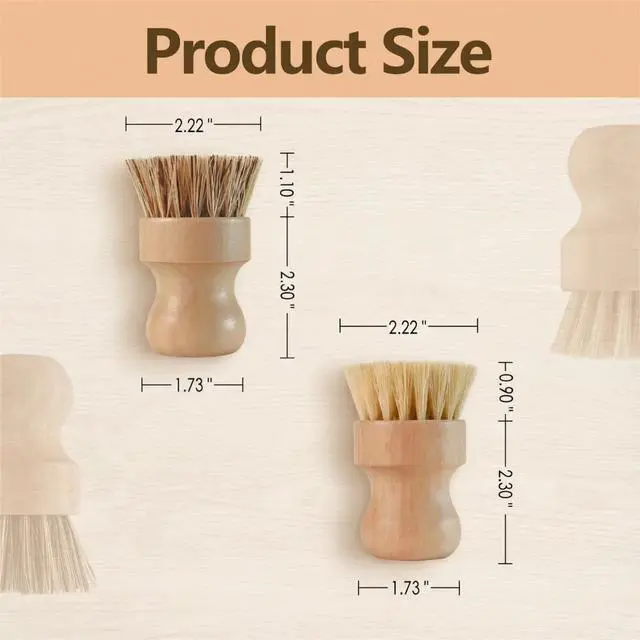 Alt view image 3 of 7 - Wooden Dish Scrub Brush - Natural Fiber Kitchen Dish Scrubber Set, for Cleaning Pots, Sink, Tableware and Vegetables - 3 Pack