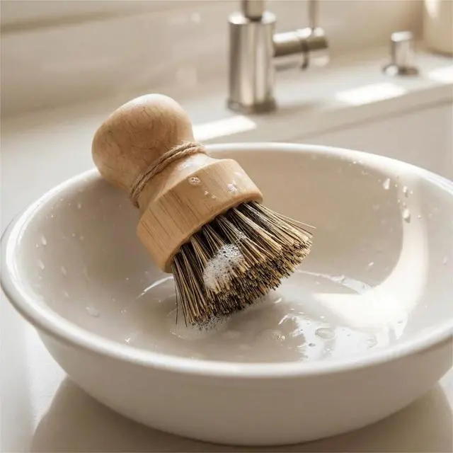 Alt view image 7 of 7 - Wooden Dish Scrub Brush - Natural Fiber Kitchen Dish Scrubber Set, for Cleaning Pots, Sink, Tableware and Vegetables - 3 Pack