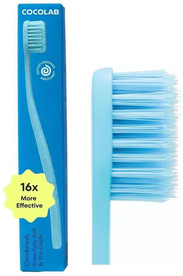 Main image of Ultra Soft Toothbrush by Cocolab, Compact Head Bristles for Teeth Cleaning, Sensitive Gums Oral Care, Manual Toothbrush for Adults and Kids, Pool Blue