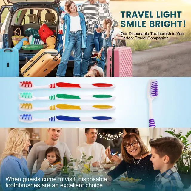Alt view image 6 of 7 - 30 PCS Premium Individually Wrapped Bulk Toothbrush Pack, Disposable Toothbrushes, Kids Toothbrush, Medium Soft Bristle Toothbrushes, Ergonomics Handle, Perfect for Travel Hotel Donation