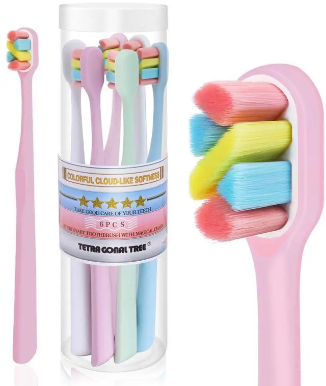 Main image of 6 Count Extra Soft Toothbrushes | Periodontist-Designed Tapered Bristles for Sensitive Teeth and Receding Gums | Plaque Remover Toothbrushes in Bucket Packaging - Colors May Vary