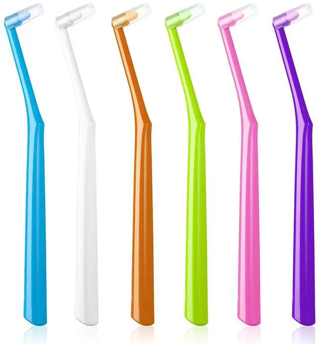 Main image of End Tuft Toothbrush for Orthodontic, Soft Bristles Angled Toothbrush for Braces, Implants, Retainers, Back Teeth, and Wisdom Teeth, 6 Pcs