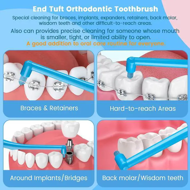 Alt view image 2 of 5 - End Tuft Toothbrush for Orthodontic, Soft Bristles Angled Toothbrush for Braces, Implants, Retainers, Back Teeth, and Wisdom Teeth, 6 Pcs