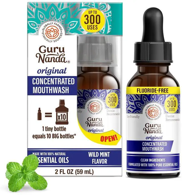 Main image of Concentrated Mouthwash (2 fl oz), Supports 300 Rinses, Aids in Fresh Breath, Fluoride-Free, Mint Mouthwash with Natural Essential Oils