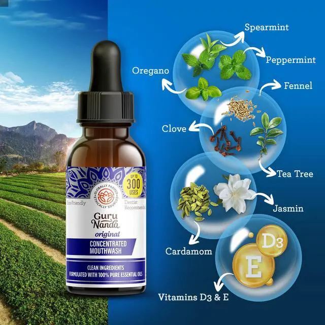 Alt view image 3 of 7 - Concentrated Mouthwash (2 fl oz), Supports 300 Rinses, Aids in Fresh Breath, Fluoride-Free, Mint Mouthwash with Natural Essential Oils