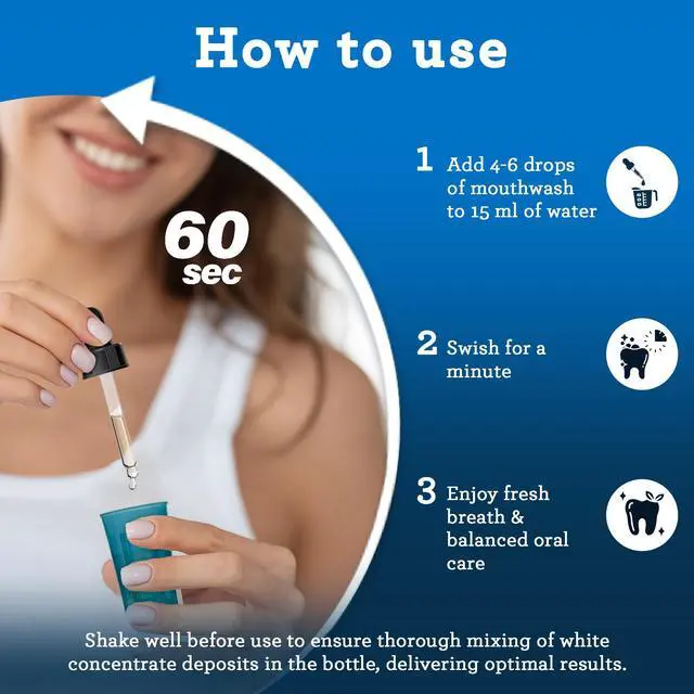 Alt view image 5 of 7 - Concentrated Mouthwash (2 fl oz), Supports 300 Rinses, Aids in Fresh Breath, Fluoride-Free, Mint Mouthwash with Natural Essential Oils