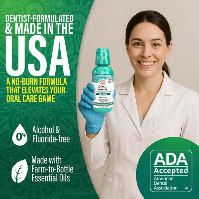 Alt view image 2 of 7 - Oral Rinse Fresh Breath Mouthwash, ADA-Accepted Alcohol-Free Mouthwash, 7 Essential Oils & Vitamins, SLS & Flouride-Free, Wild Mint, 16 Oz