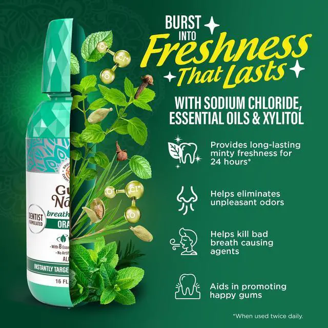 Alt view image 5 of 7 - Oral Rinse Fresh Breath Mouthwash, ADA-Accepted Alcohol-Free Mouthwash, 7 Essential Oils & Vitamins, SLS & Flouride-Free, Wild Mint, 16 Oz
