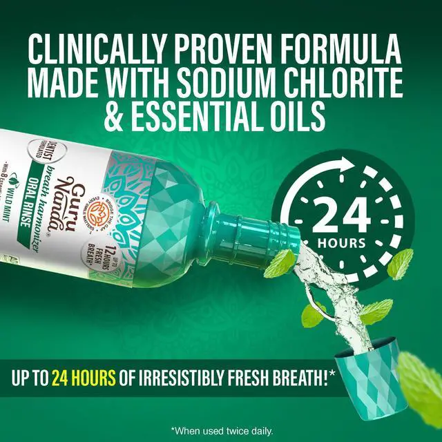 Alt view image 3 of 7 - Oral Rinse Fresh Breath Mouthwash, ADA-Accepted Alcohol-Free Mouthwash, 7 Essential Oils & Vitamins, SLS & Flouride-Free, Wild Mint, 16 Oz