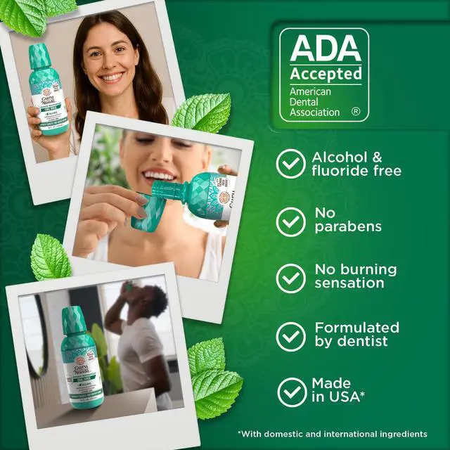 Alt view image 7 of 7 - Oral Rinse Fresh Breath Mouthwash, ADA-Accepted Alcohol-Free Mouthwash, 7 Essential Oils & Vitamins, SLS & Flouride-Free, Wild Mint, 16 Oz