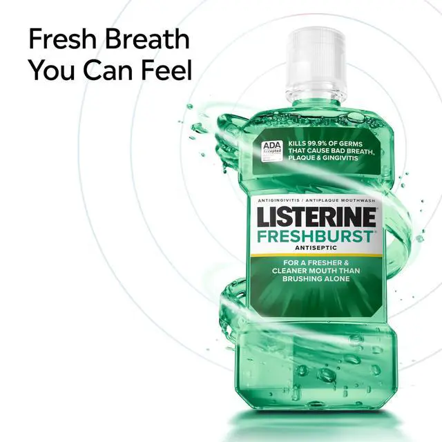Alt view image 2 of 7 - Freshburst Antiseptic Mouthwash for Bad Breath, Kills 99% of Germs That Cause Bad Breath & Fight Plaque & Gingivitis, ADA Accepted Mouthwash, Spearmint, 500 mL