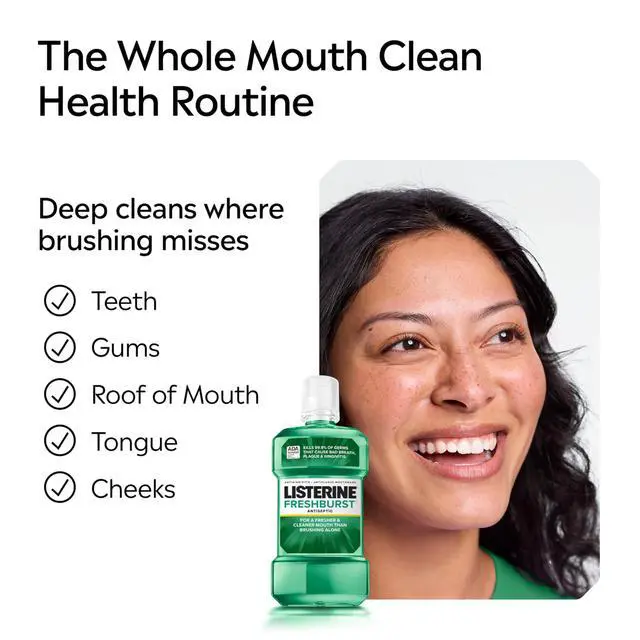 Alt view image 5 of 7 - Freshburst Antiseptic Mouthwash for Bad Breath, Kills 99% of Germs That Cause Bad Breath & Fight Plaque & Gingivitis, ADA Accepted Mouthwash, Spearmint, 500 mL