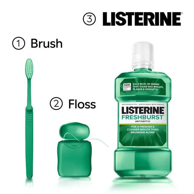 Alt view image 6 of 7 - Freshburst Antiseptic Mouthwash for Bad Breath, Kills 99% of Germs That Cause Bad Breath & Fight Plaque & Gingivitis, ADA Accepted Mouthwash, Spearmint, 500 mL