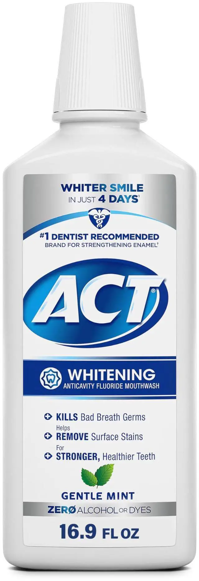 Main image of Whitening + Anticavity Fluoride Mouthwash 16.9 fl. oz. With Zero Alcohol, Dye Free, Gentle Mint