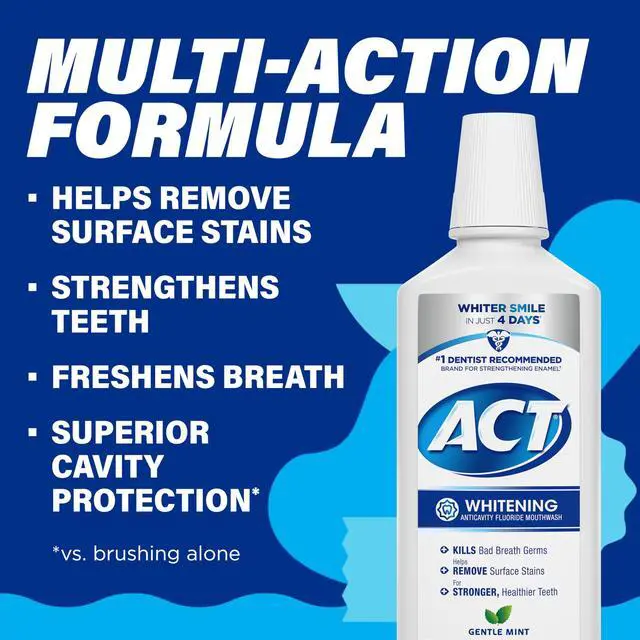 Alt view image 4 of 7 - Whitening + Anticavity Fluoride Mouthwash 16.9 fl. oz. With Zero Alcohol, Dye Free, Gentle Mint