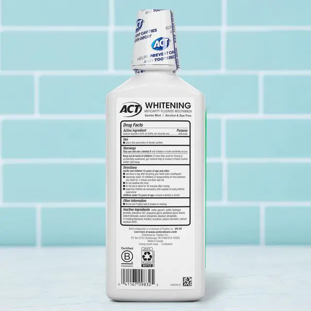 Alt view image 2 of 7 - Whitening + Anticavity Fluoride Mouthwash 16.9 fl. oz. With Zero Alcohol, Dye Free, Gentle Mint