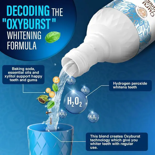 Alt view image 3 of 7 - Whitening Mouthwash Up to 3 Shades Whiter Teeth in 2 Weeks Alcohol & Fluoride Free with Hydrogen Peroxide Oxyburst Technology - Wild Mint, 16 oz