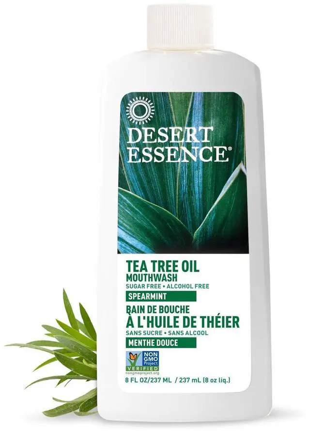 Main image of Alcohol-Free Mouthwash with Tea Tree Oil and Aloe, Sugar-Free, Oral Rinse to Provide Botanical Care for Teeth & Gums, Vegan, Non-GMO, SLS-Free, Gluten-Free, Spearmint Flavor, 8oz