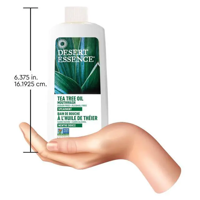 Alt view image 5 of 5 - Alcohol-Free Mouthwash with Tea Tree Oil and Aloe, Sugar-Free, Oral Rinse to Provide Botanical Care for Teeth & Gums, Vegan, Non-GMO, SLS-Free, Gluten-Free, Spearmint Flavor, 8oz