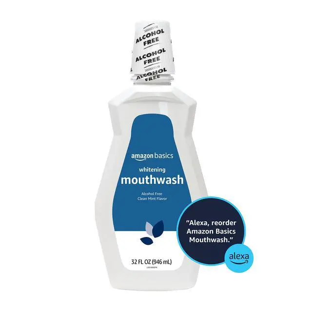 Alt view image 2 of 2 - Teeth Whitening Mouthwash, Alcohol-Free, Clean Mint, Breath Freshener, 32 Fluid Ounces, 1-Pack (Previously Solimo)