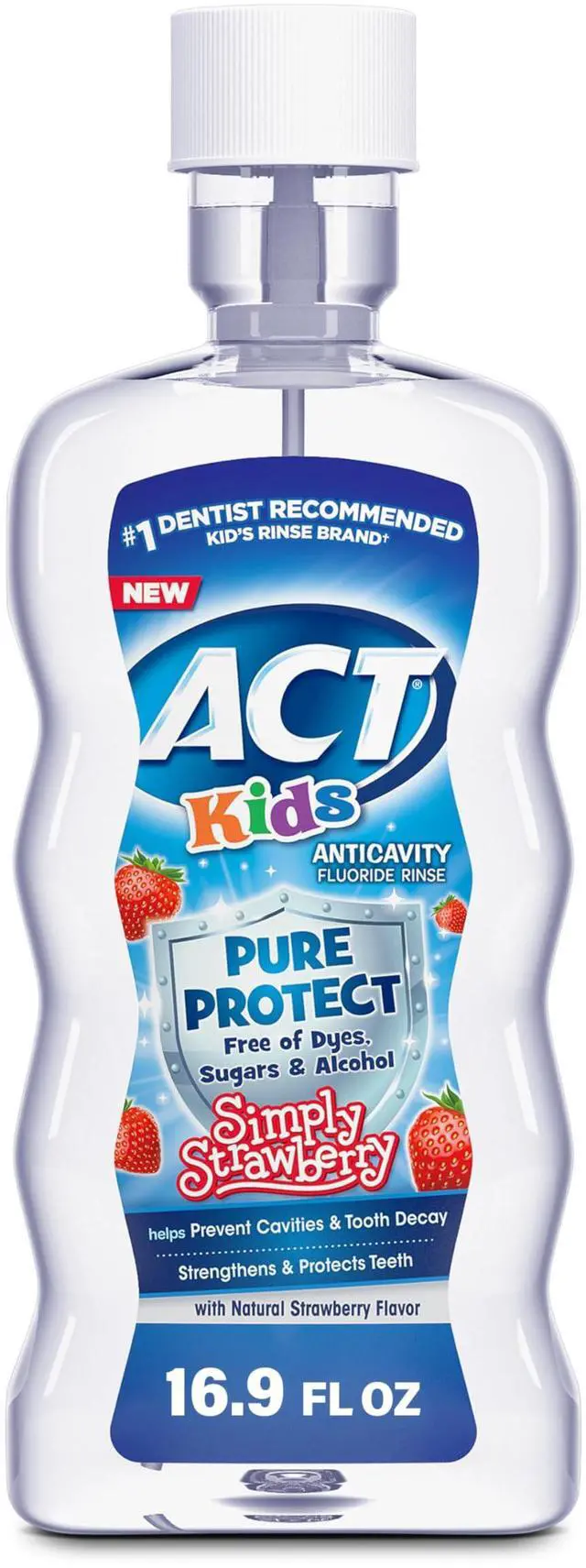 Main image of Kids Pure Protect Anticavity Fluoride Mouthwash, Free of Dyes, Sugars & Alcohol, Simply Strawberry, 16.9 fl. oz.