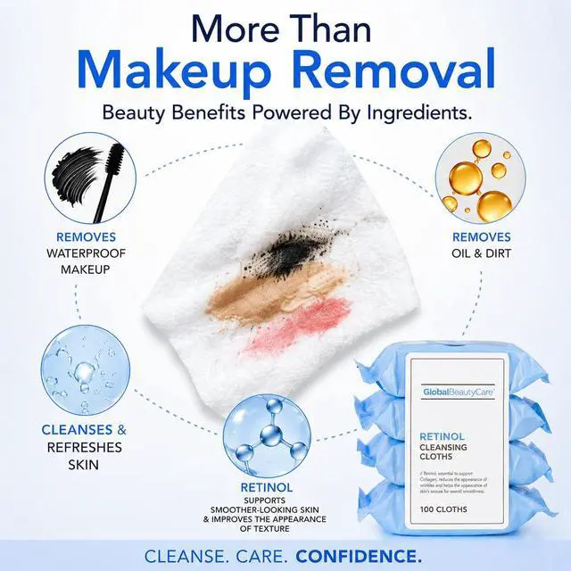 Alt view image 3 of 7 - Retinol Makeup Cleansing Cloth Wipes, 4-pk (100 Wipes) (Regular)