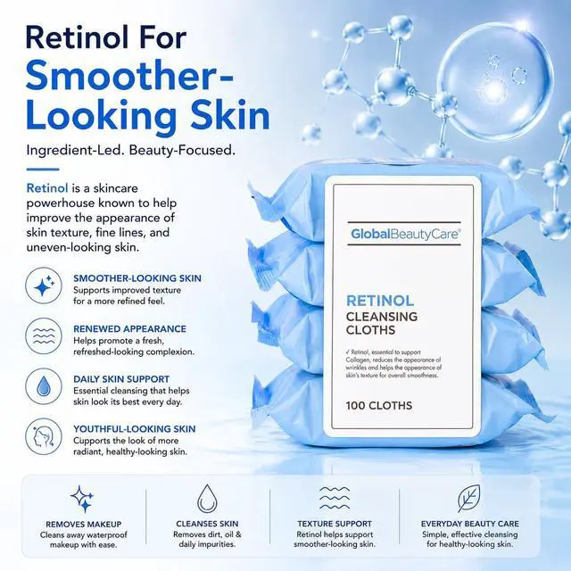 Alt view image 5 of 7 - Retinol Makeup Cleansing Cloth Wipes, 4-pk (100 Wipes) (Regular)