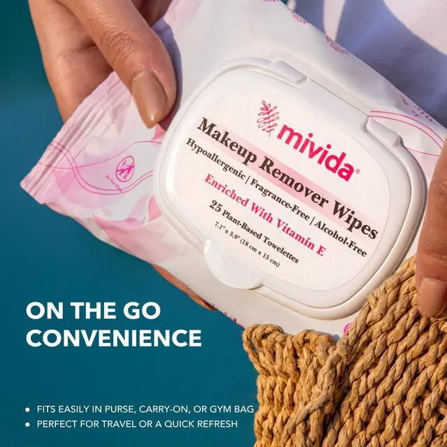 Alt view image 7 of 7 - Hypoallergenic Makeup Remover Wipes With Vitamin E, Dermatologist Tested Alcohol Free & Fragrance Free Makeup Wipes For Sensitive Skin Make up Remover, Travel Friendly 25 Count