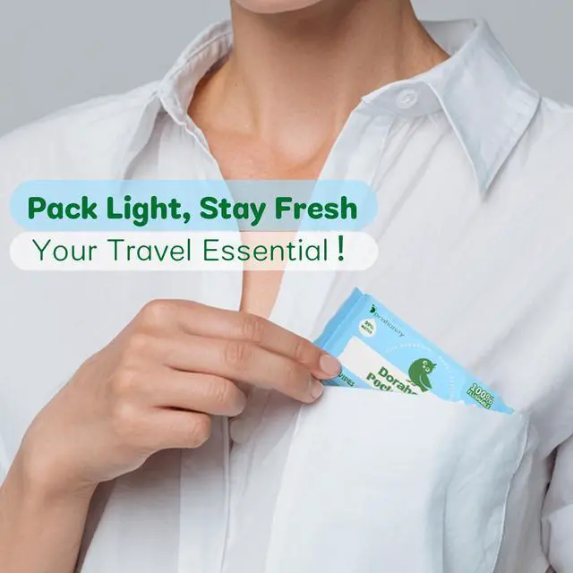 Alt view image 5 of 7 - Flushable Wipes Travel Size, 99% Water Mini Wet Wipes for Sensitive Skin, Hypoallergenic & Unscented On The Go Pocket Wipes, 48 Count (8 Packs of 6)