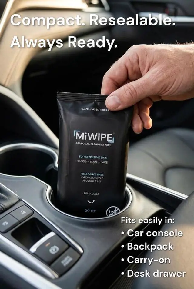 Alt view image 4 of 7 - Travel Wet Wipes - Body and Hand Wipes for Sensitive Skin, Fragrance Free, Alcohol free, Hypoallergenic, Resealable Travel Pack, 20 count Packs (Pack of 5) 100 Total Wipes