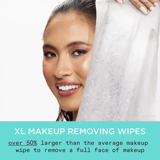 Alt view image 2 of 7 - Real Clean XL Hydrating Facial Wipes, Infused With Hyaluronic Acid, Dual-Usage Cleansing Wipes Repair Skin & Gently Remove Makeup, Fragrance Free, 25 Count
