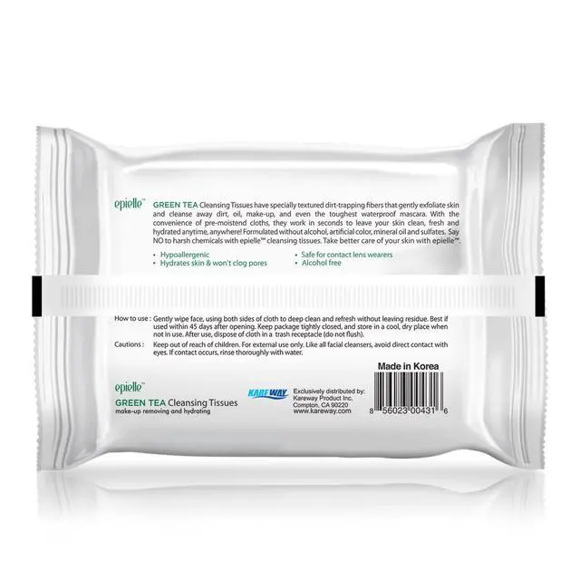 Alt view image 7 of 7 - Green Tea Makeup Remover Wipes, Gentle Daily Facial Cleanser Towelettes, Remove Dirt, Oil & Waterproof Mascara, Stocking Stuffers, 30 Count (Pack of 6)
