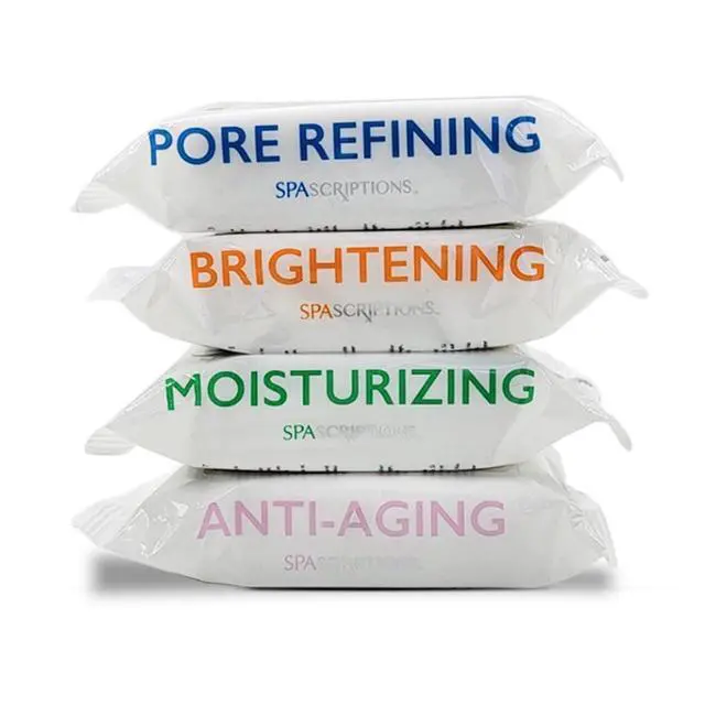 Alt view image 3 of 7 - Spascriptions Anti-Aging, Brightening, Moisturizing & Pore Refining Towelettes Removes Waterproof Makeup, Revives with Collagen, Vitamin C, Coconut Oil, and Aloe Hypoallergenic, 120 Ct. 4 Pack