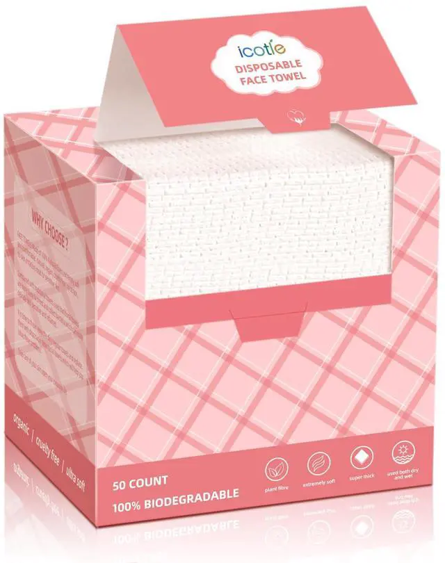 Main image of Disposable Face Towels, 10"×12" Facial Towelettes Disposable, Makeup Remover Dry Wipes for Sensitive Skin, Makeup Removing, Cleansing, Nursing, Travel