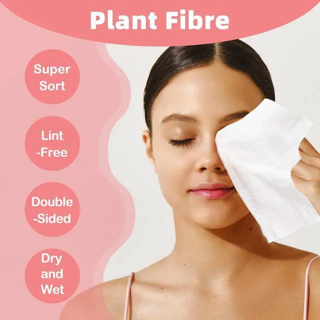 Alt view image 3 of 7 - Disposable Face Towels, 10"×12" Facial Towelettes Disposable, Makeup Remover Dry Wipes for Sensitive Skin, Makeup Removing, Cleansing, Nursing, Travel