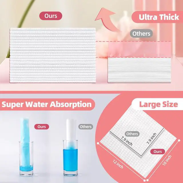 Alt view image 2 of 7 - Disposable Face Towels, 10"×12" Facial Towelettes Disposable, Makeup Remover Dry Wipes for Sensitive Skin, Makeup Removing, Cleansing, Nursing, Travel