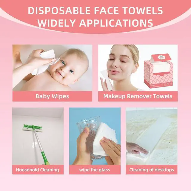 Alt view image 6 of 7 - Disposable Face Towels, 10"×12" Facial Towelettes Disposable, Makeup Remover Dry Wipes for Sensitive Skin, Makeup Removing, Cleansing, Nursing, Travel