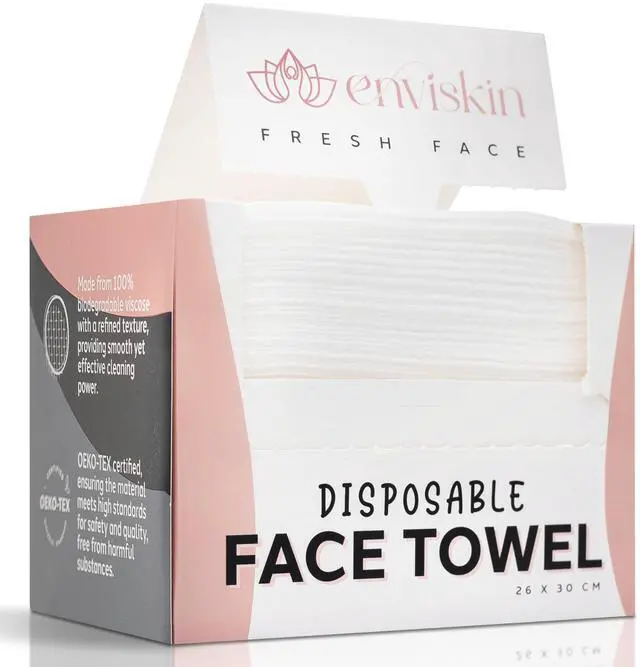 Main image of 50 Disposable Face Towels Plant-Based Makeup Remover Wipes for Sensitive Skin - XL Ultra Soft Single-Use Dry Facial Towellettes for Daily Skincare Routine, Extra Large Clean Washing Cloths (10"x12")
