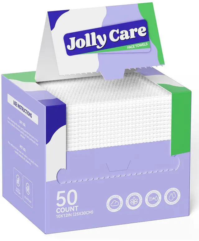Main image of Disposable Face Towels, 10"×12" XL Face Towelette Disposable, Soft Makeup Remover Dry Wipes, Thick Facial Tissue for Women Cleansing, Skin Care, 50 Count (1 Pack)