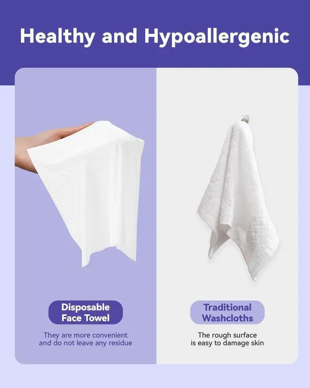 Alt view image 7 of 7 - Disposable Face Towels, 10"×12" XL Face Towelette Disposable, Soft Makeup Remover Dry Wipes, Thick Facial Tissue for Women Cleansing, Skin Care, 50 Count (1 Pack)