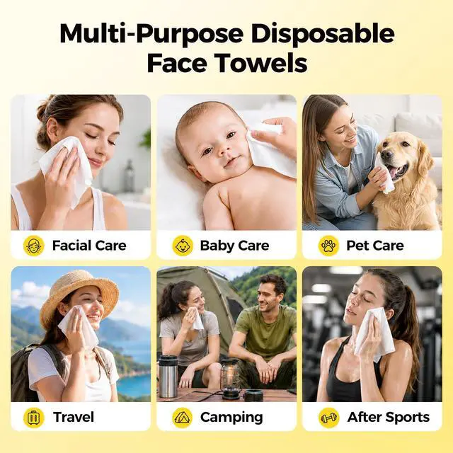 Alt view image 5 of 7 - Face Towels, Disposable Face Towels, 50 Count Extra Thick & Ultra Soft Lint-Free Dry Wipes for Sensitive Skin, Unscented Biodegradable for Makeup Removal & Facial Cleansing