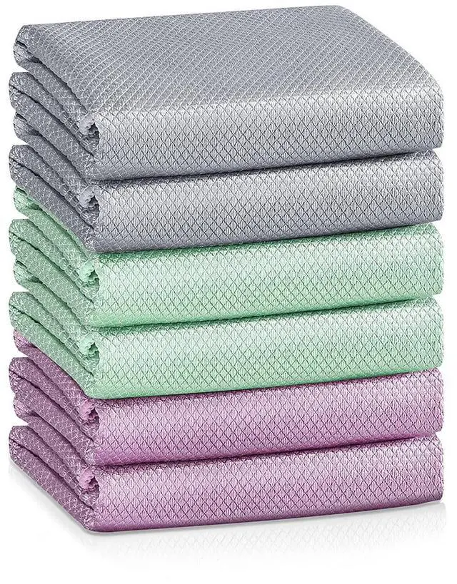 Main image of Fish Scale Streak Free Magic Glass Window Car Mirror Microfiber Cleaning Cloth Cleaner Cloths,Lint Free Stainless Steel Windshield Shower Cleaning Cloth,Miracle Polishing Towels Shiny Wipes,Pack 6,Mix