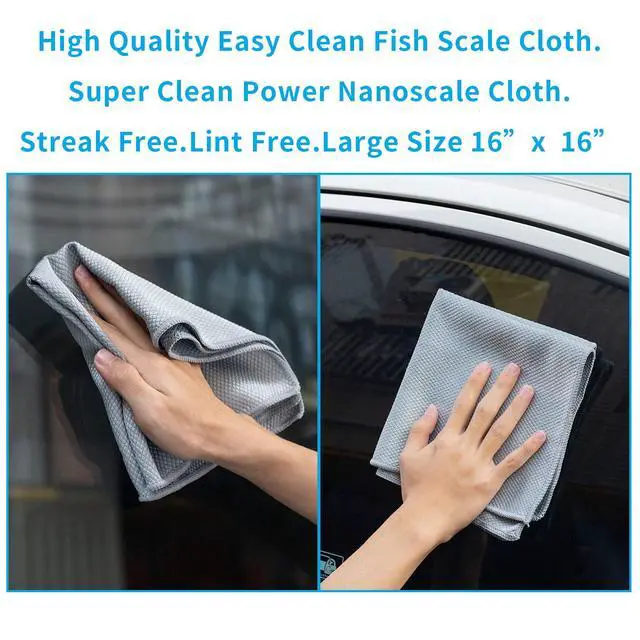 Alt view image 2 of 7 - Fish Scale Streak Free Magic Glass Window Car Mirror Microfiber Cleaning Cloth Cleaner Cloths,Lint Free Stainless Steel Windshield Shower Cleaning Cloth,Miracle Polishing Towels Shiny Wipes,Pack 6,Mix